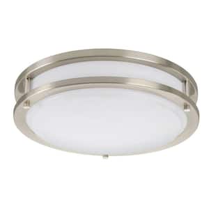 11 in. Orbit Brushed Nickel Selectable LED Flush Mount Ceiling Light 1000 Lumens Dimmable