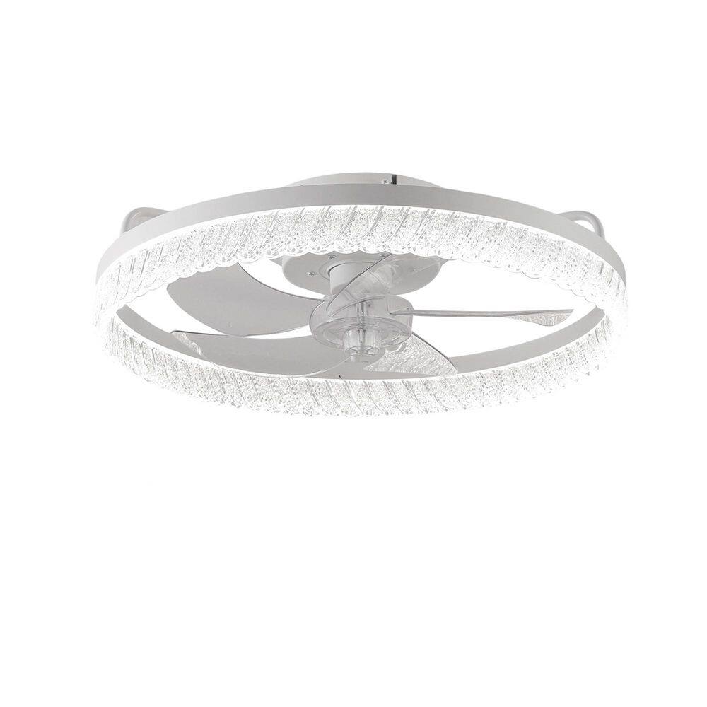 19 in. Smart Indoor White Flush Mount Low Profile Stand Ceiling Fan with Light and Remote Control