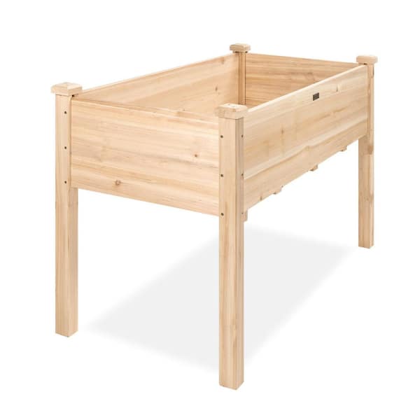 Unbranded 48 in. L x 23 in. W x 30 in. H Natural Wood Raised Garden Bed with Foot Caps