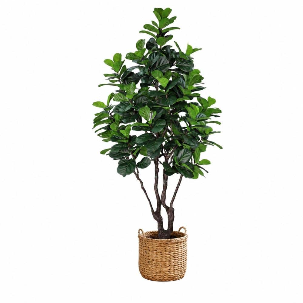 8 ft Artificial Ficus Lyrata Tree in Pot Green Faux Floor Plant for Home Office and Living Room Decor price history on PriceWatchPro