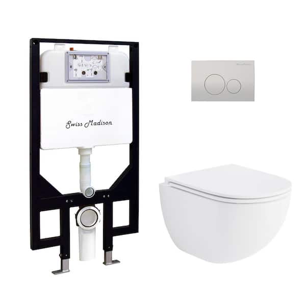 St. Tropez Wall Hung Elongated Toilet Bundle in Glossy White