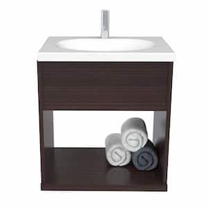 19 in. W x 15 in. D Modern Bathroom Vanity in Espresso with Vanity Top in White and White Basin