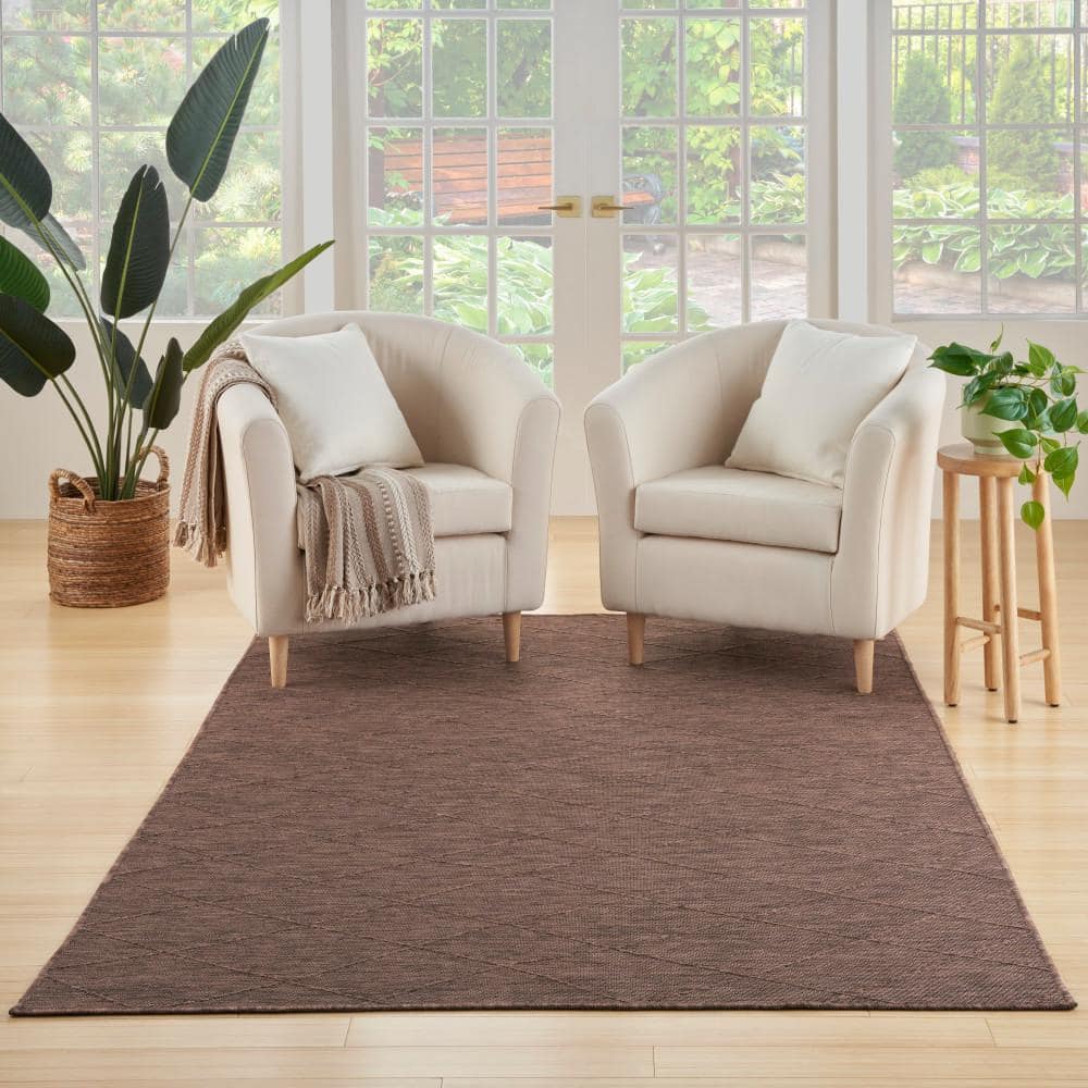 Mocha Geometric Non-Slip Washable 6' x 9' Synthetic Rug