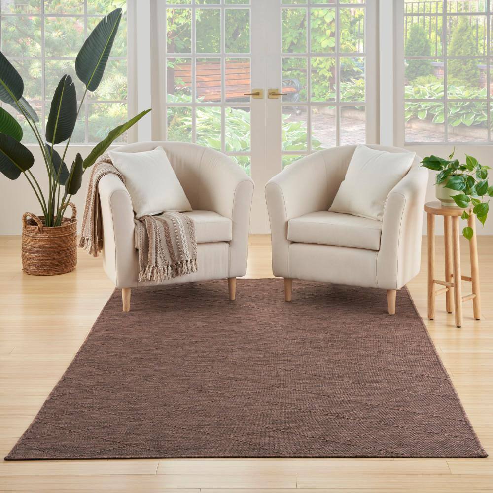 Mocha Geometric Non-Slip Washable 6' x 9' Synthetic Rug