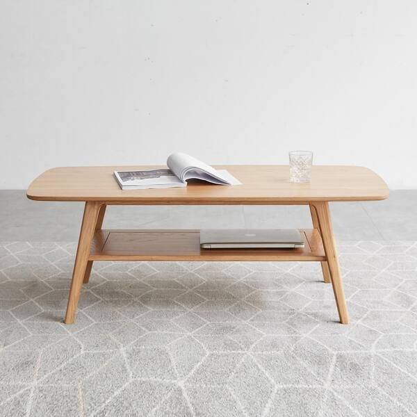 Sudzendf Oak Natural Wood Low Table Coffee Table with Storage