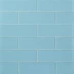 Contempo Turquoise 4 in. x 12 in. Frosted Glass Wall Tile (5 sq. ft./Case)