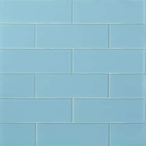 Contempo Turquoise 4 in. x 12 in. Frosted Glass Wall Tile (5 sq. ft./Case)