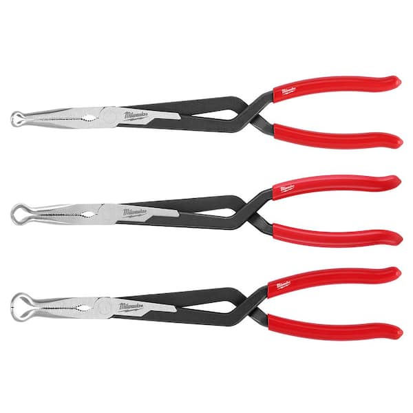 Milwaukee Long Nose Pliers Set with Hose Grip and Slip Resistant Grip  (3-Piece) 48-22-6563 - The Home Depot