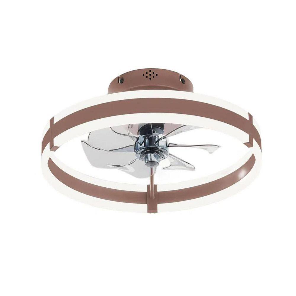 19.7 in. Brown Flush Mount Ceiling Fan with Lights and Remote, 6-Speed Dimmable LED, Plastic Blade Brown Low Profile price history on PriceWatchPro