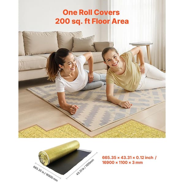 SKYSHALO Floor Underlayment, 200 sq. ft. 43.31 x in. W 55.44 x ft