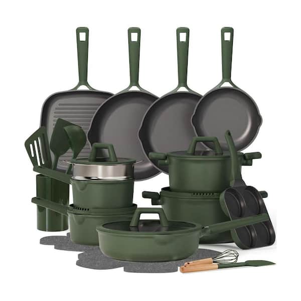 31-Piece Nonstick Granite Finish Die-Cast Aluminum Cookware Set Induction Compatible with Lids and Utensils