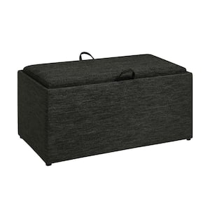 Designs4Comfort Sheridan Dark Charcoal Gray Fabric Storage Bench with Reversible Tray and 2-Side Ottomans