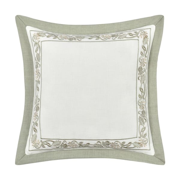 J QUEEN NEW YORK INC Flaire Sage Polyester Floral 20 in. Square Decorative Throw Pillow 20 in. L x 20 in. W