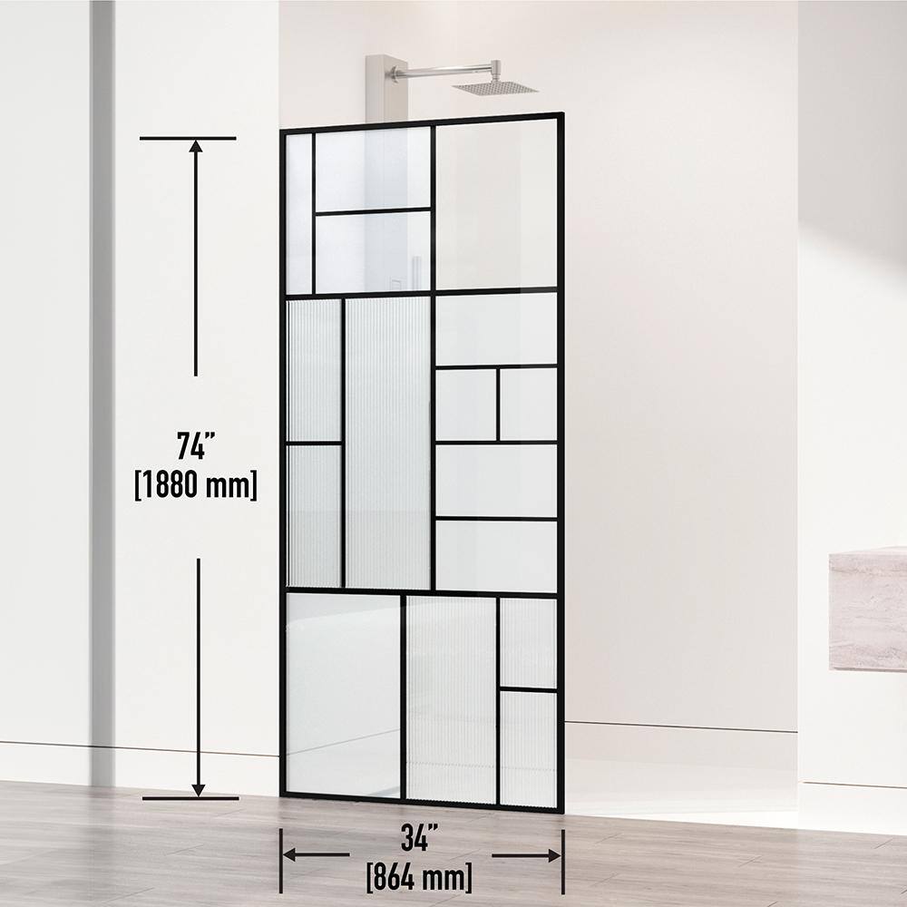 Meridian Matte Black Framed Shower Screen with Mixed Glass