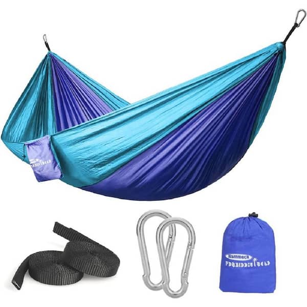 ITOPFOX Camping 8.8 ft. Portable Hammock Bed Hammock in Light Puple And Blue