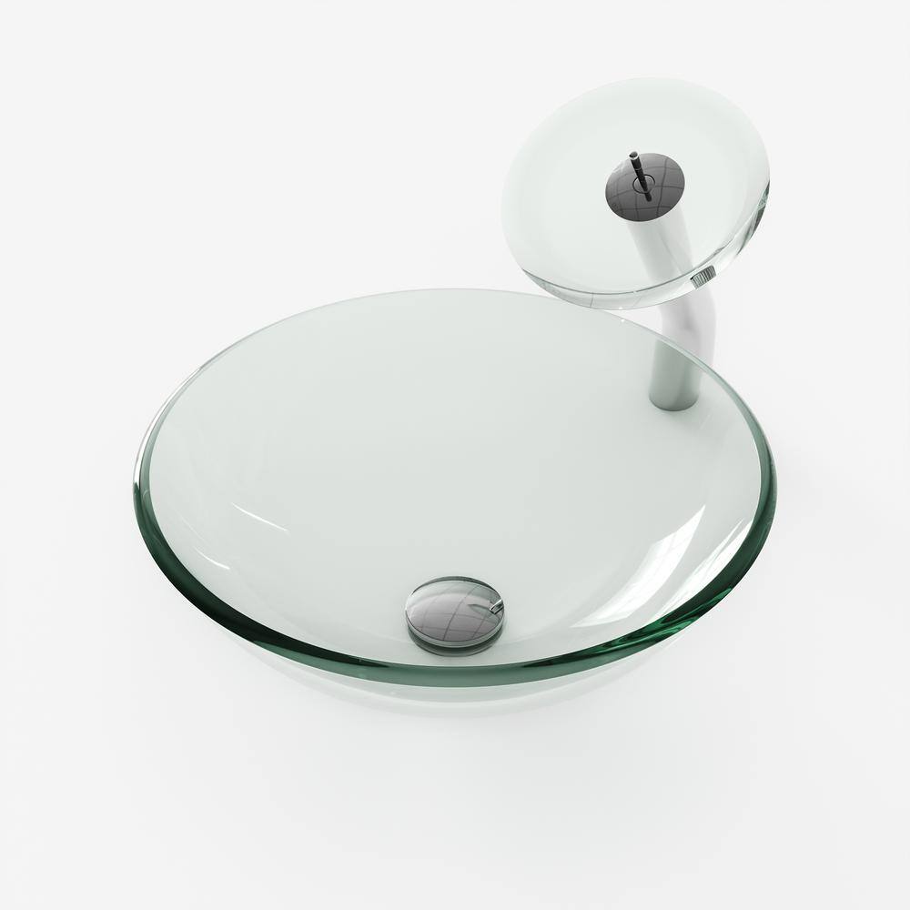 Crystal Clear Glass Circular Vessel Bathroom Sink