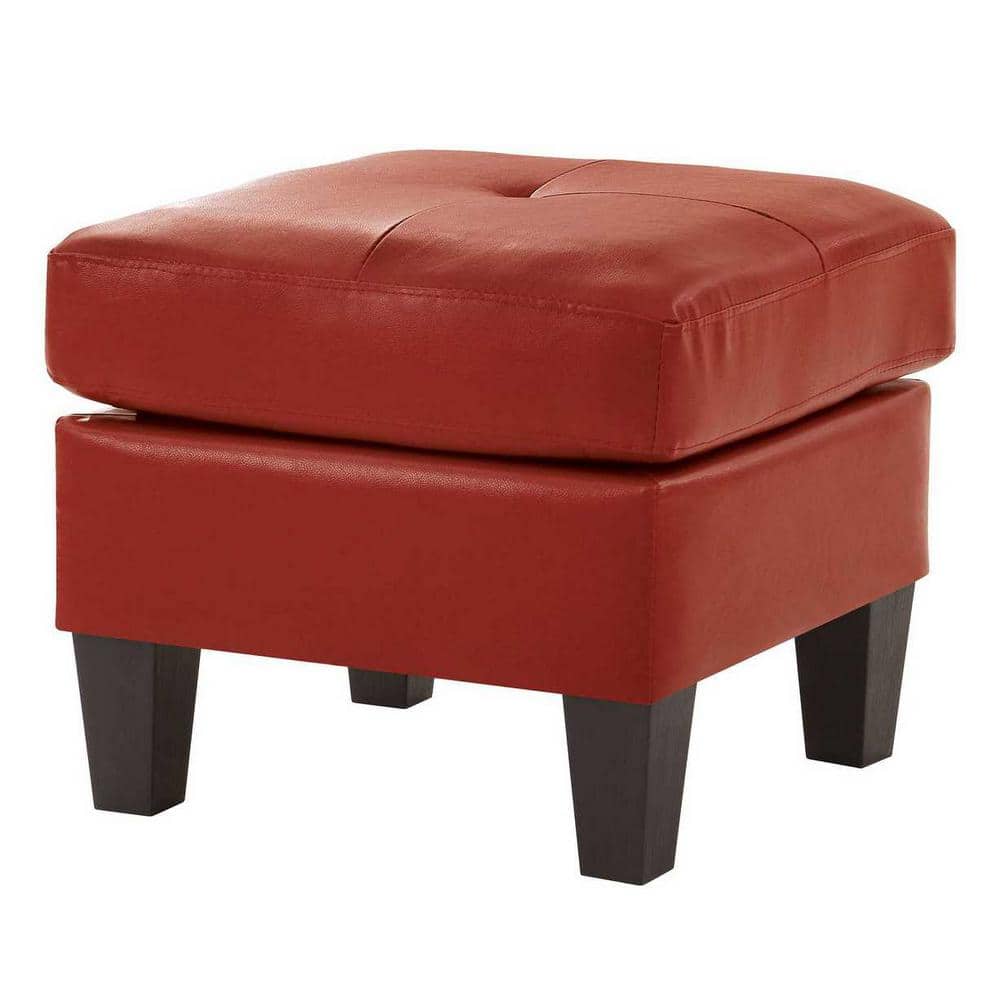 Newbury Red Faux Leather Upholstered Ottoman