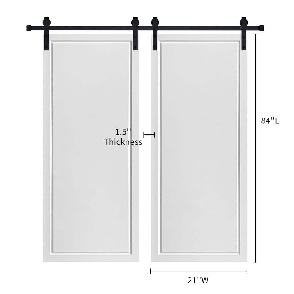Double Modern Shaker 21 in. x 84 in. MDF White Barn Sliding Door With Hardware kit price history on PriceWatchPro