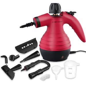 Multi Purpose Portable Handheld Pressurized Steam Cleaner with 9-Piece Accessories- Red