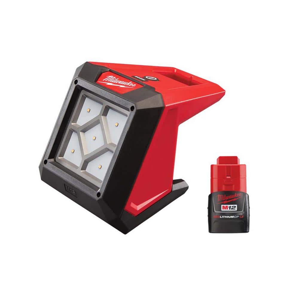 Cordless LED Work Light Compatible With Milwaukee M12 12V Battery, 4800LM 32W Portable Flashlight Battery Powered Flood Light With 90°Rotatable & 2 Modes For Indoor Outdoor Camping Emergency