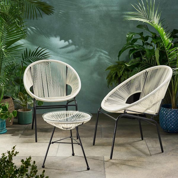 Nusa Black 3-Piece Metal Outdoor Patio Conversation Seating Set