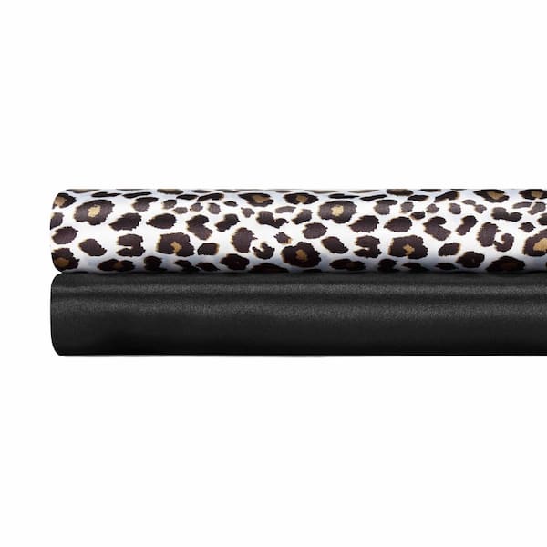 Betsey Johnson Betsey S Leopard 4 Piece Charcoal Black Animal Print Satin King Sheet Set Ushsa01130872 The Home Depot