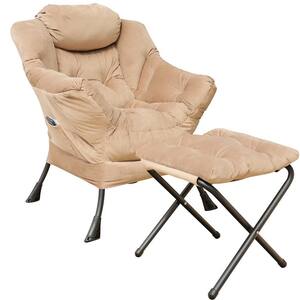 Modern Beige Polyester Fabric Accent Chair Reclining Armchair with Removable Metal Legs and High-Density Foam