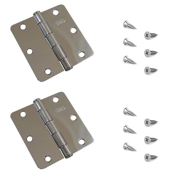 Onward 3-1/2 in. x 3-1/2 in. Chrome Full Mortise Butt Hinge with Removable Pin (2-Pack)