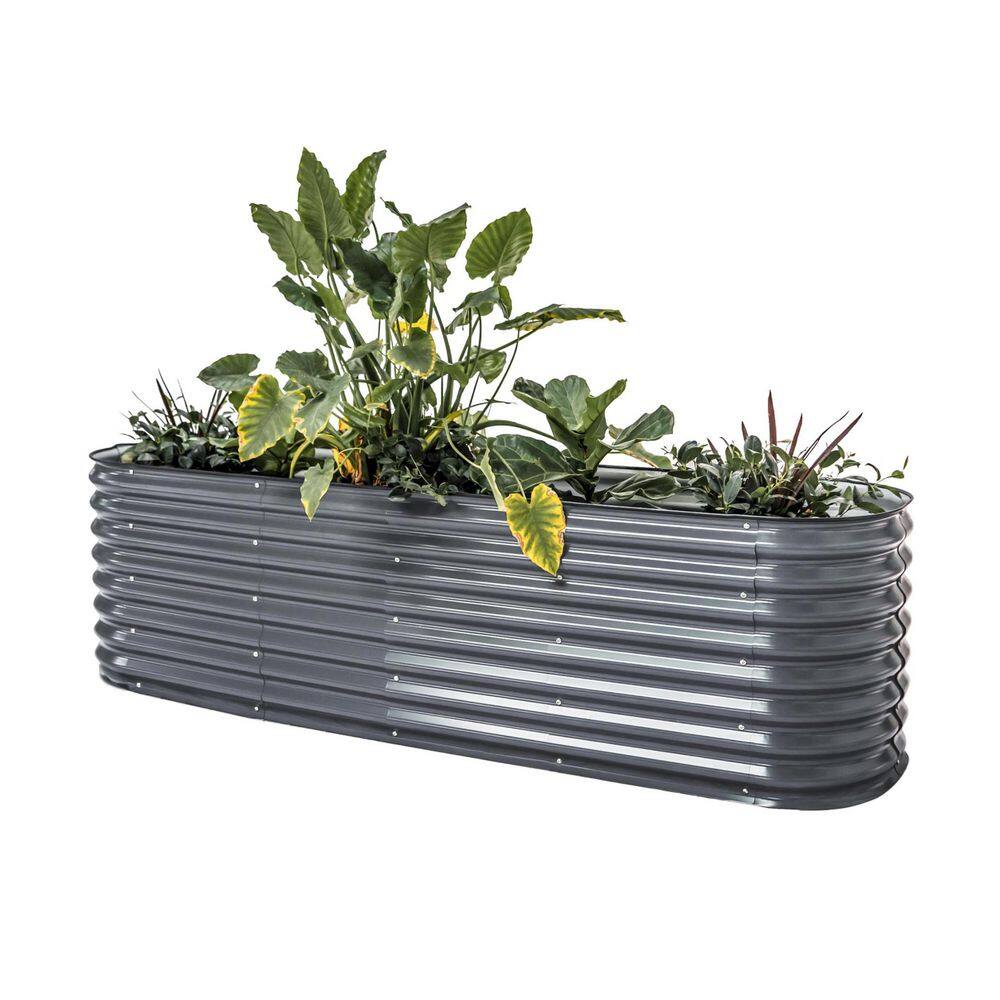 26" Extra Tall 9 in 1 Modular Raised Planter Garden Bed Kits, for Vegetables Flowers Fruits Modern Gray