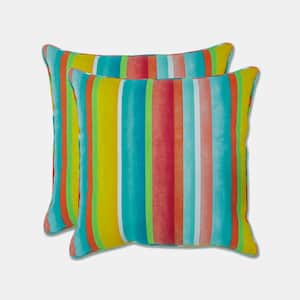Stripe Multicolored Square Outdoor Square Throw Pillow 2-Pack