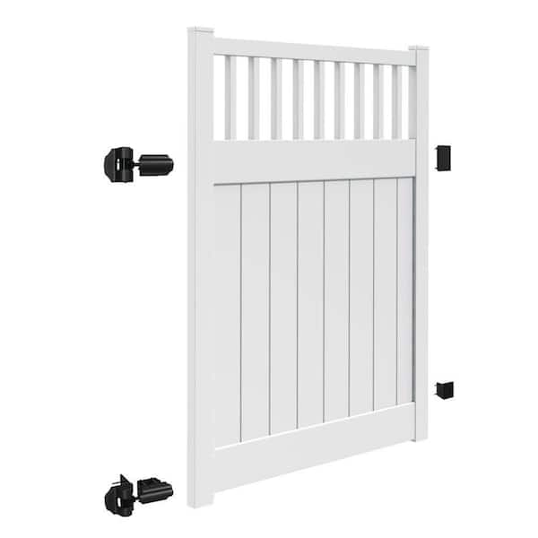 Rainier 5 ft. x 6 ft. White Vinyl Closed Picket Fence Gate