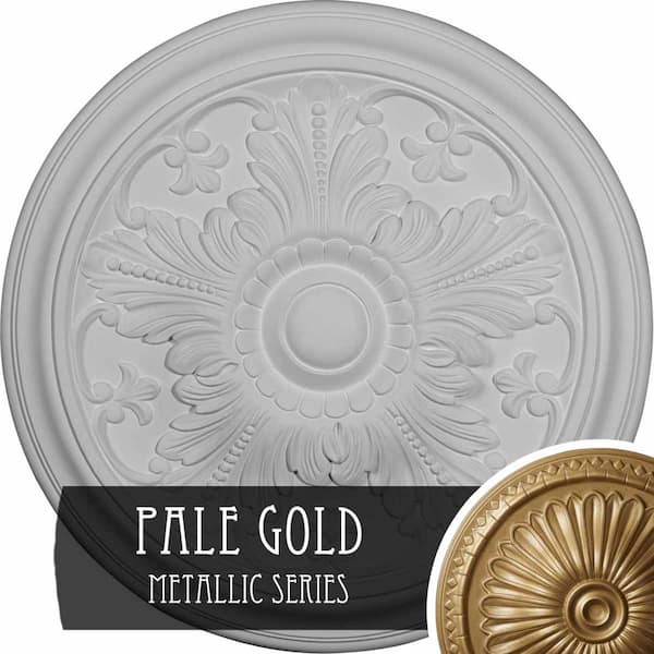 Ekena Millwork 5/8 in. x 16-7/8 in. x 16-7/8 in. Polyurethane Vienna Ceiling Medallion, Hand-Painted Pale Gold
