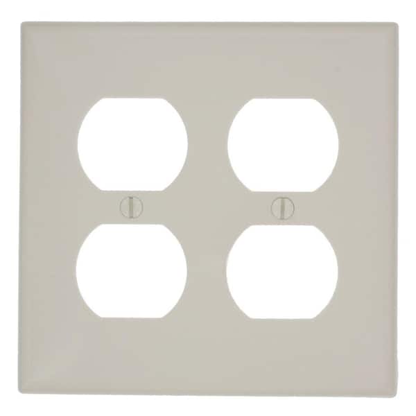 Leviton 2-Gang Light Almond 2-Duplex Outlet/Receptacle Nylon Standard Wall Plate (1-Pack) 80716-T