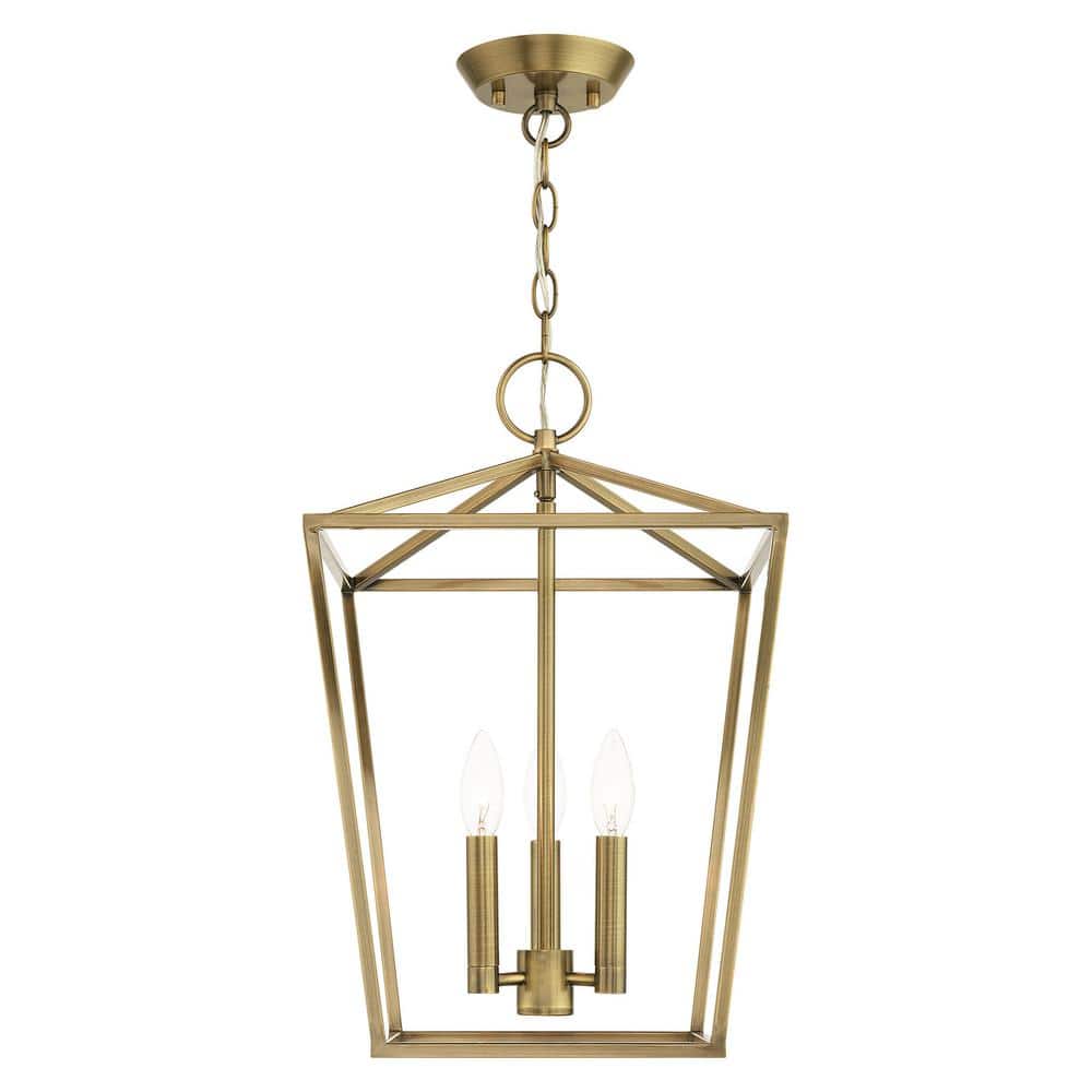 Antique Brass 3-Light Indoor/Outdoor Crystal Pendant