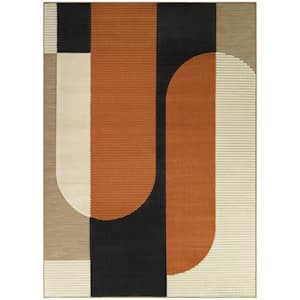 Astbury Orange 5 ft. x 7 ft. Geometric Indoor/Outdoor Area Rug