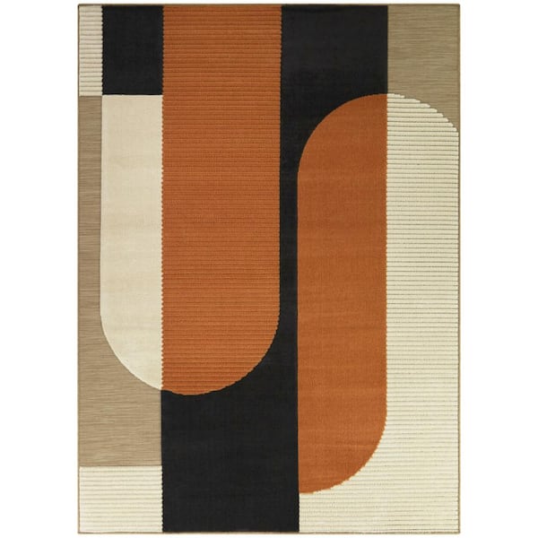 Astbury Orange 8 ft. x 10 ft. Geometric Indoor/Outdoor Area Rug