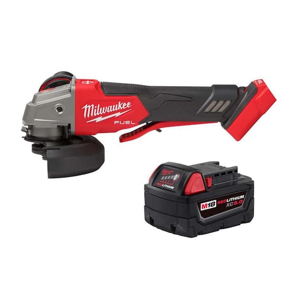 M18 FUEL 18V Lith-Ion Brushless Cordless 4-1/2 in. /5 in. Grinder w/ Variable Speed & Paddle Switch w/ 5.0 Ah Battery