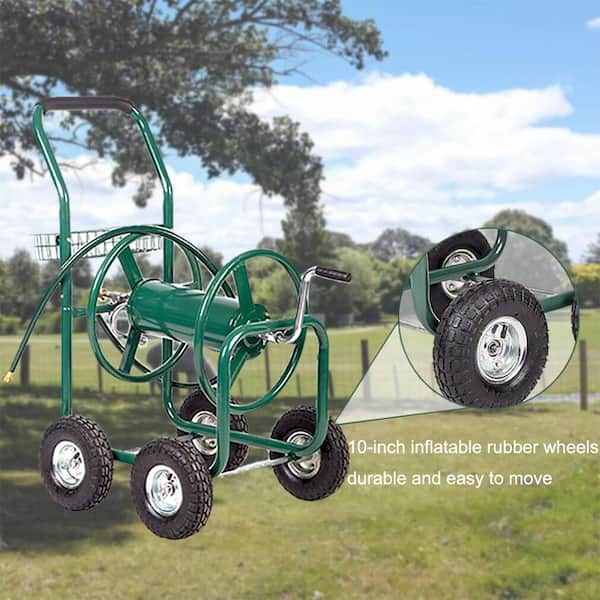 Afoxsos 300 ft. Garden Yard Water Hose Reel Cart Heavy-Duty Planting Hose  Reel Cart with 4 Wheels HDDB1518 - The Home Depot