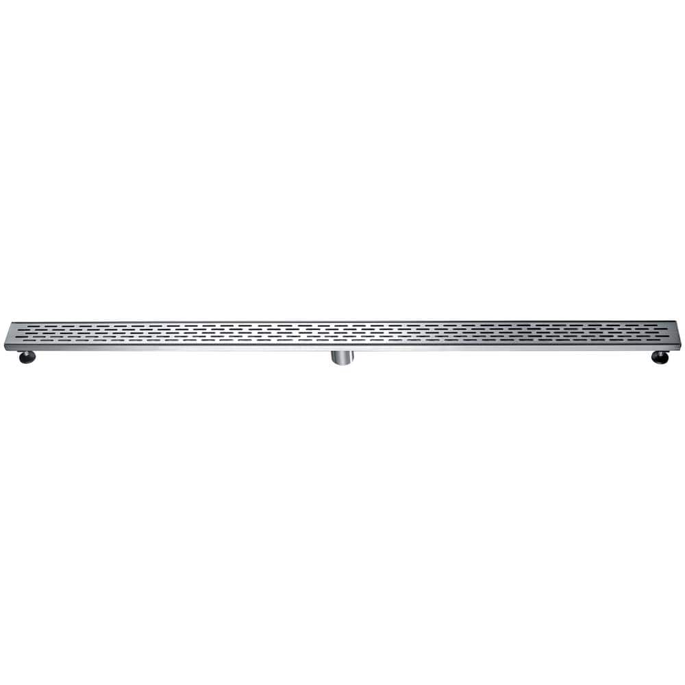 59'' Brushed Stainless Steel Linear Shower Drain with Groove Holes