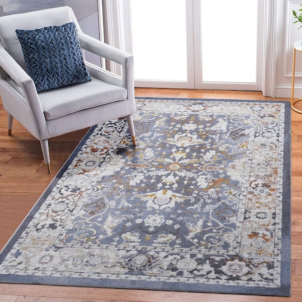 LOOM & LUXE Collection 5 ft. x 7.5 ft. Blue Non-Shedding Stylish and Stain Resistant Area Rug