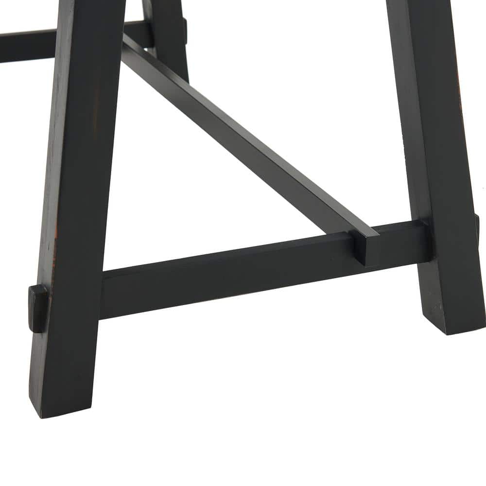 Adam 36" Black Solid Pine Wood Desk with Sawhorse Legs