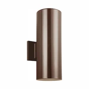 Outdoor Cylinders 2-Light Bronze Outdoor Wall Lantern Sconce with LED Bulbs