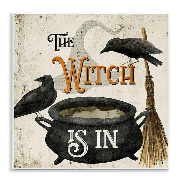 Stupell Industries Vintage Witch Is In by Deane Beesley 1-Piece Unframed Graphic Print Animal Poster Art Print 12 in. x 12 in.