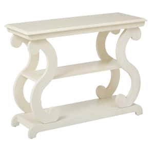 Ashland 37 in. Antique Beige Rectangle Wood Console Table with Storage