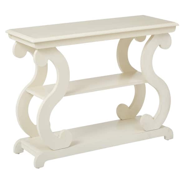 OSP Home Furnishings Ashland 37 in. Antique Beige Rectangle Wood Console Table with Storage
