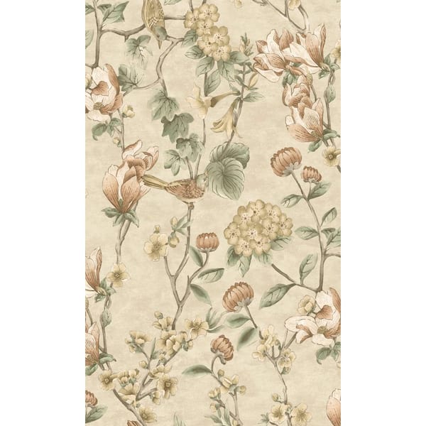 Walls Republic Cream Floral Trail Tropical Printed Non-Woven Paper Non Pasted Textured Wallpaper 57 Sq. Ft.