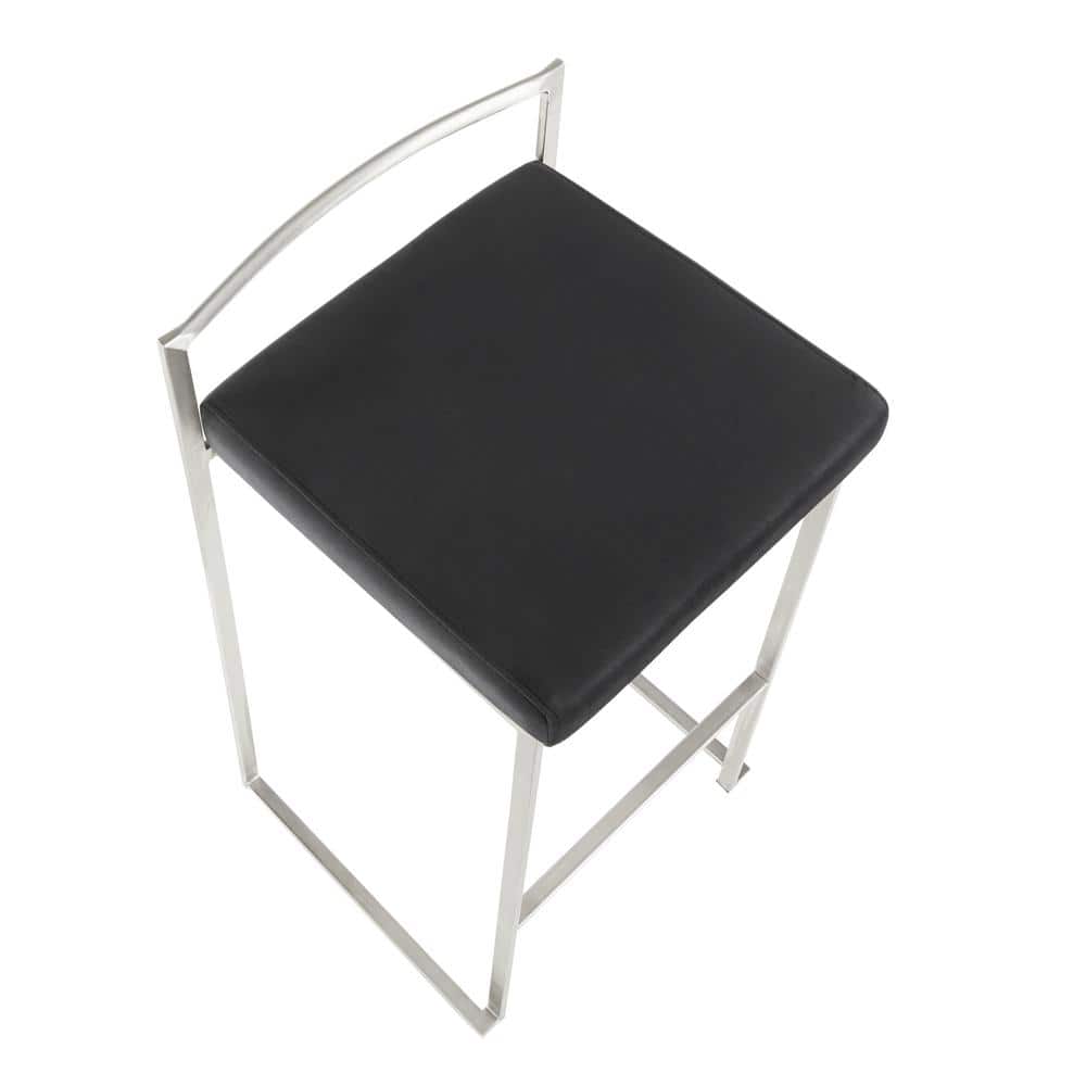 Contemporary Black Velvet and Metal Backless Bar Stools