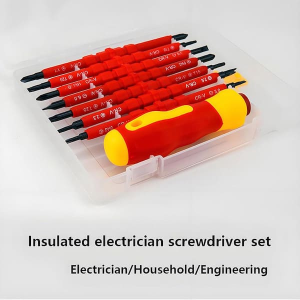 Yichuhaoxi 8 in1 4 in. Shank 8 Bit Red Insulated Screwdriver Set