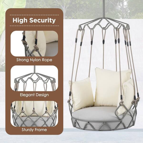 Metal Outdoor Porch Swing Chair Hanging Basket, Hanging
