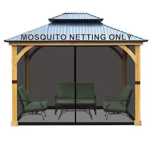 10 ft. x 13 ft. Universal Replacement Mosquito Netting for Patio Gazebos with Zippers (Mosquito Net Only) - Black
